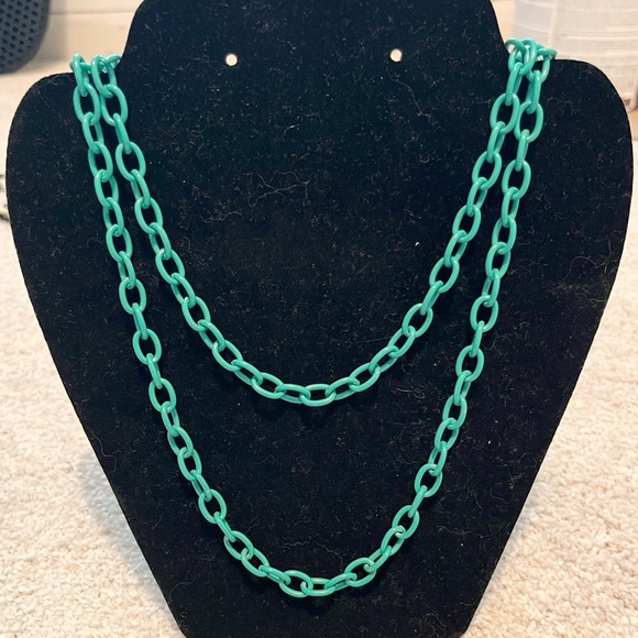 J. Crew Jewelry - Custom J. Crew Teal Enamel Long Chain Link Necklace